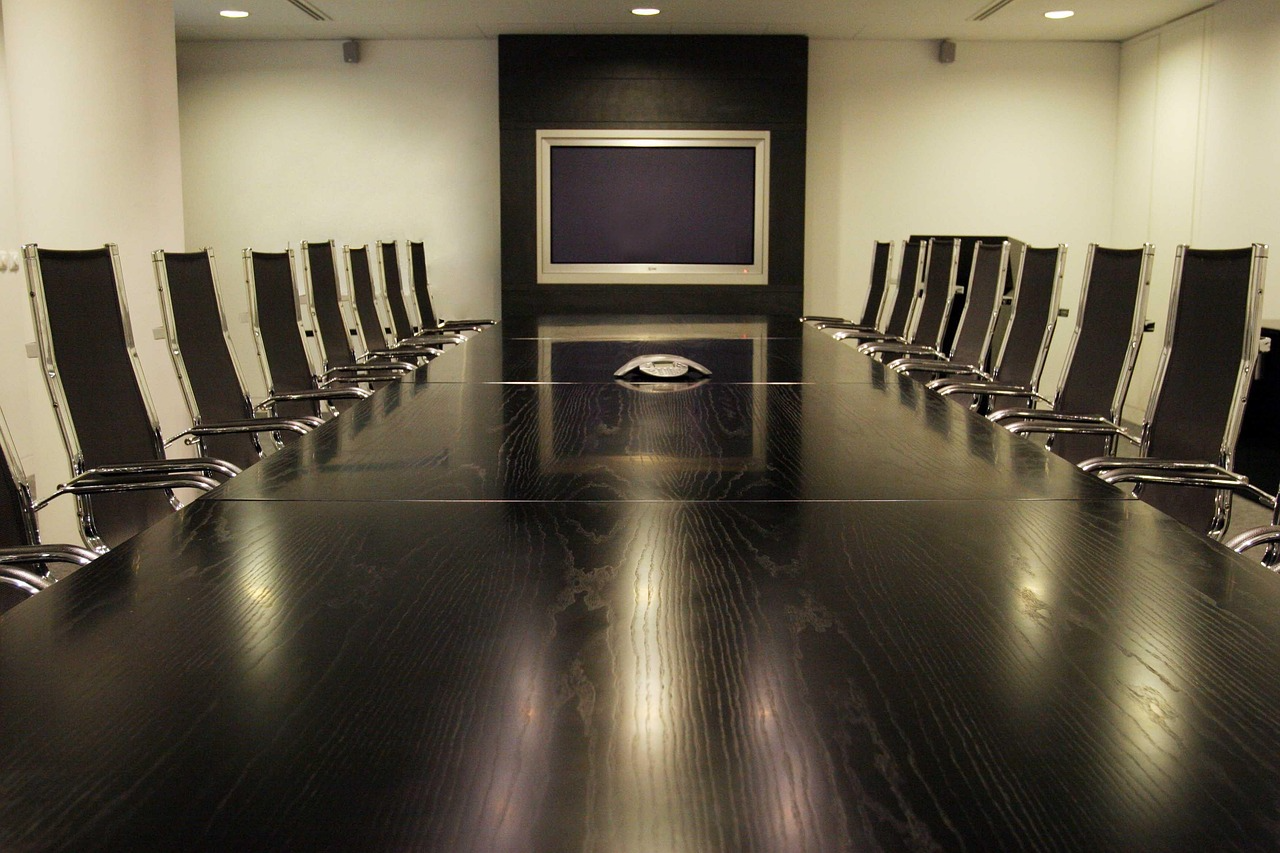 Modern meeting room with AV equipment