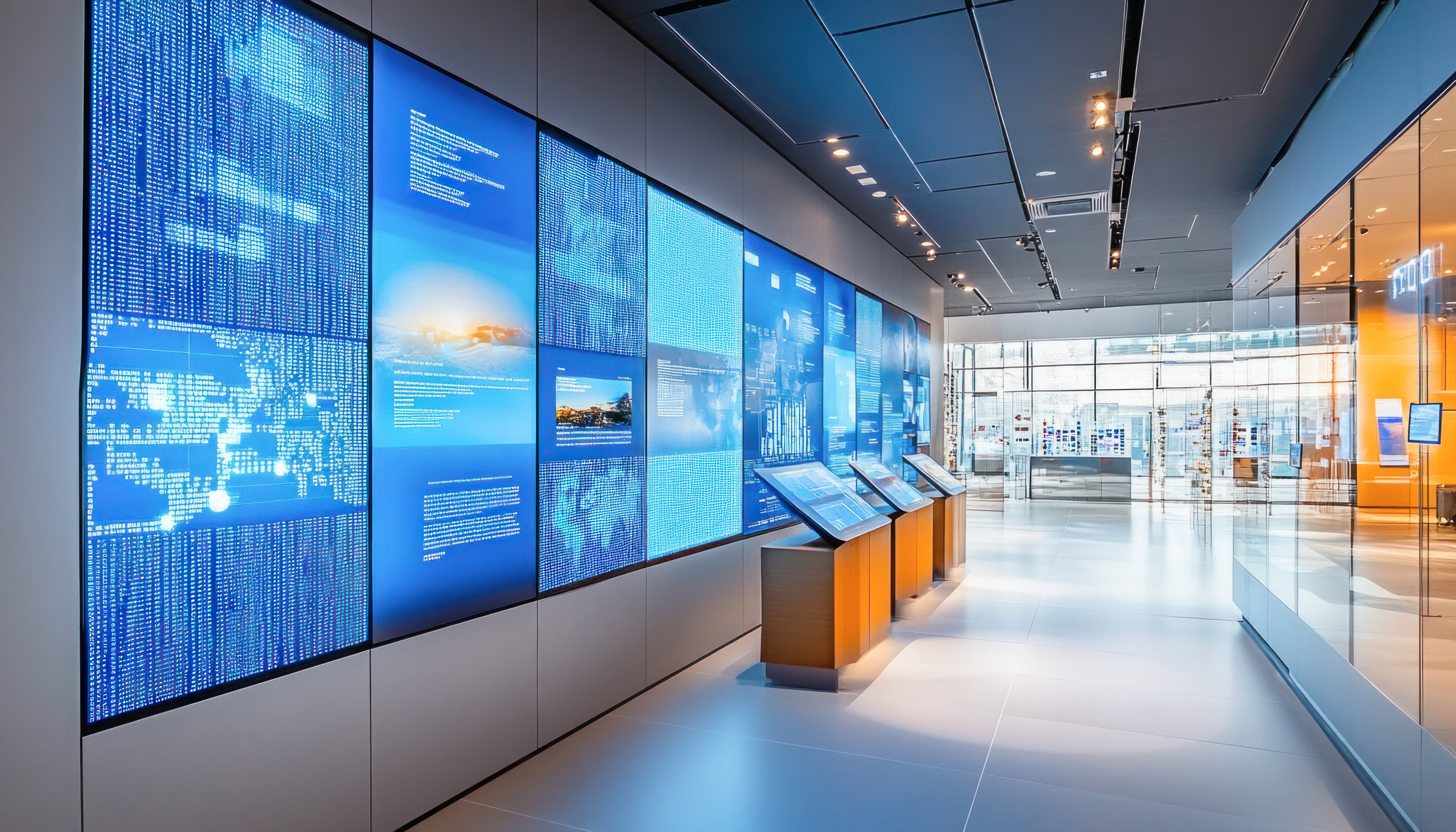 Big video walls in a modern museum