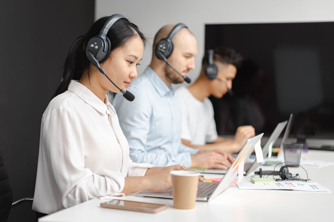 Employees in a call center